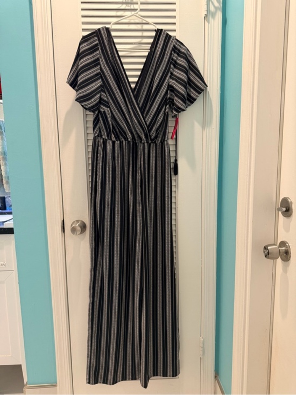 Black and White Vertical Stripe Romper